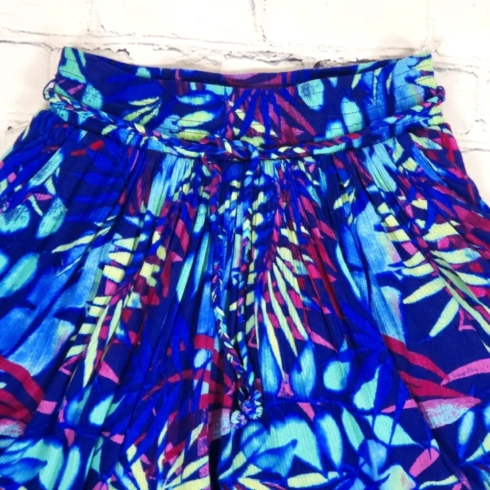 Y2K Aeropostale Blue Tropical Leaf Hawaiian Pocket Skirt Women's Size M
